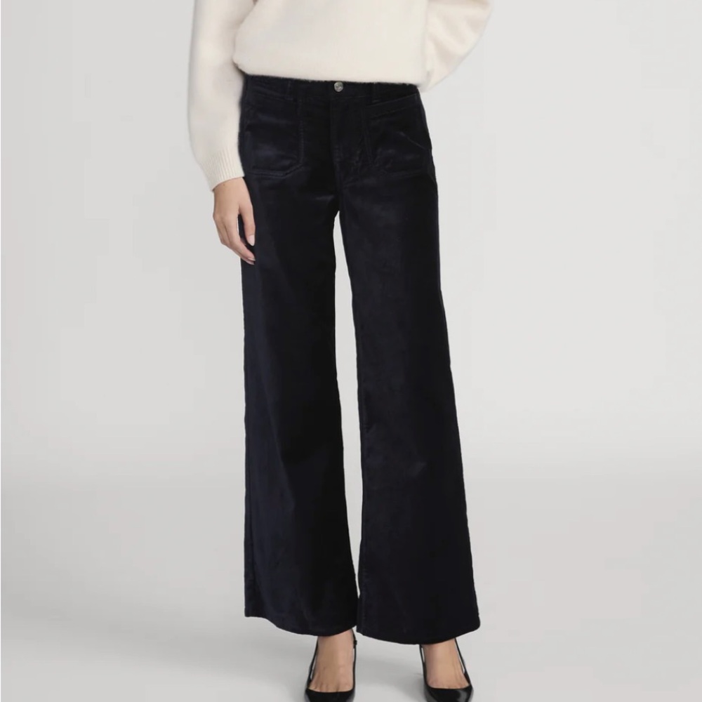 NWT! Frame Le Slim Palazzo Modernist Pocket Navy Velvet Size 24